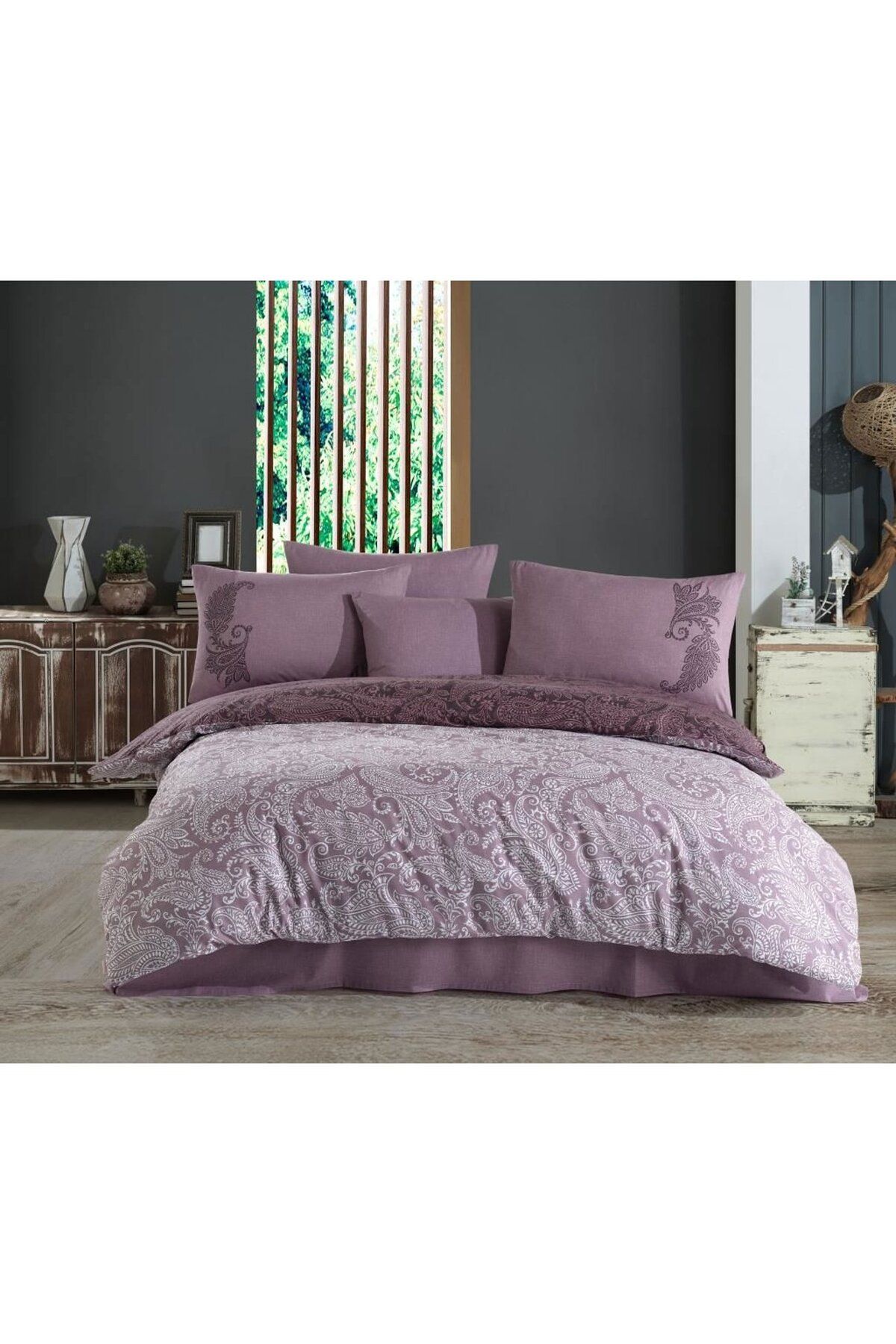 Hobby home collection Hobby Çift Kişilik Ranforce Nevresim Takımı Leona Pudra