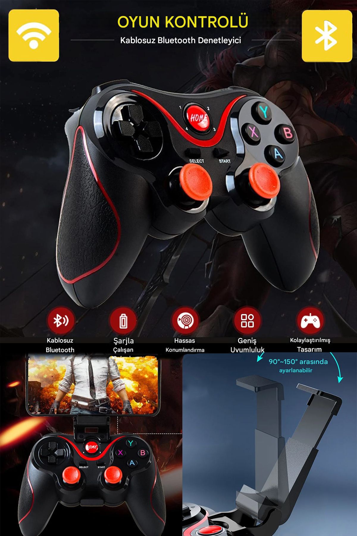 nextbuy Kablosuz Bluetooth Telefon Tutucu Oyun Kolu Pc/android/iphone/android Tv/tv Boxps3 JoystikGamepad X3