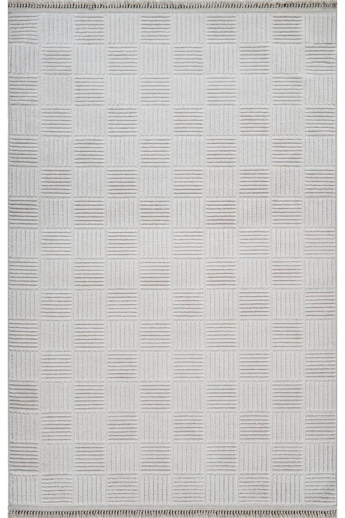 akbel halı & yatak exclusive home design Anemon 6822 Krem - Polyester Dokuma Halı | İskandinav Salon Halısı