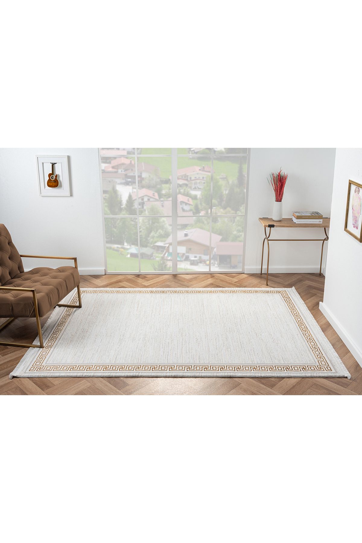 Aslan Home Modern Gri Desenli Yolluk –Pamuk, Leke Tutmaz, Silinebilir, Kolay Temizlenir Halı