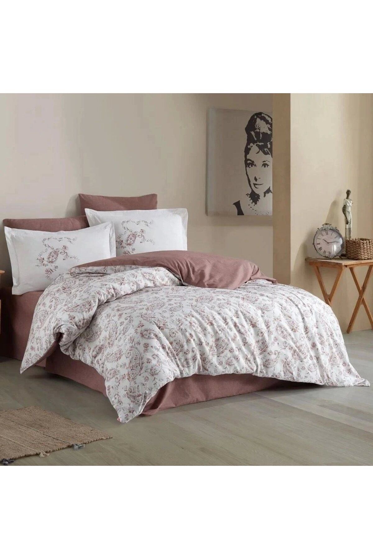 Hobby home collection Hobby Çift Kişilik Ranforce Nevresim Takımı Calvina Kahve