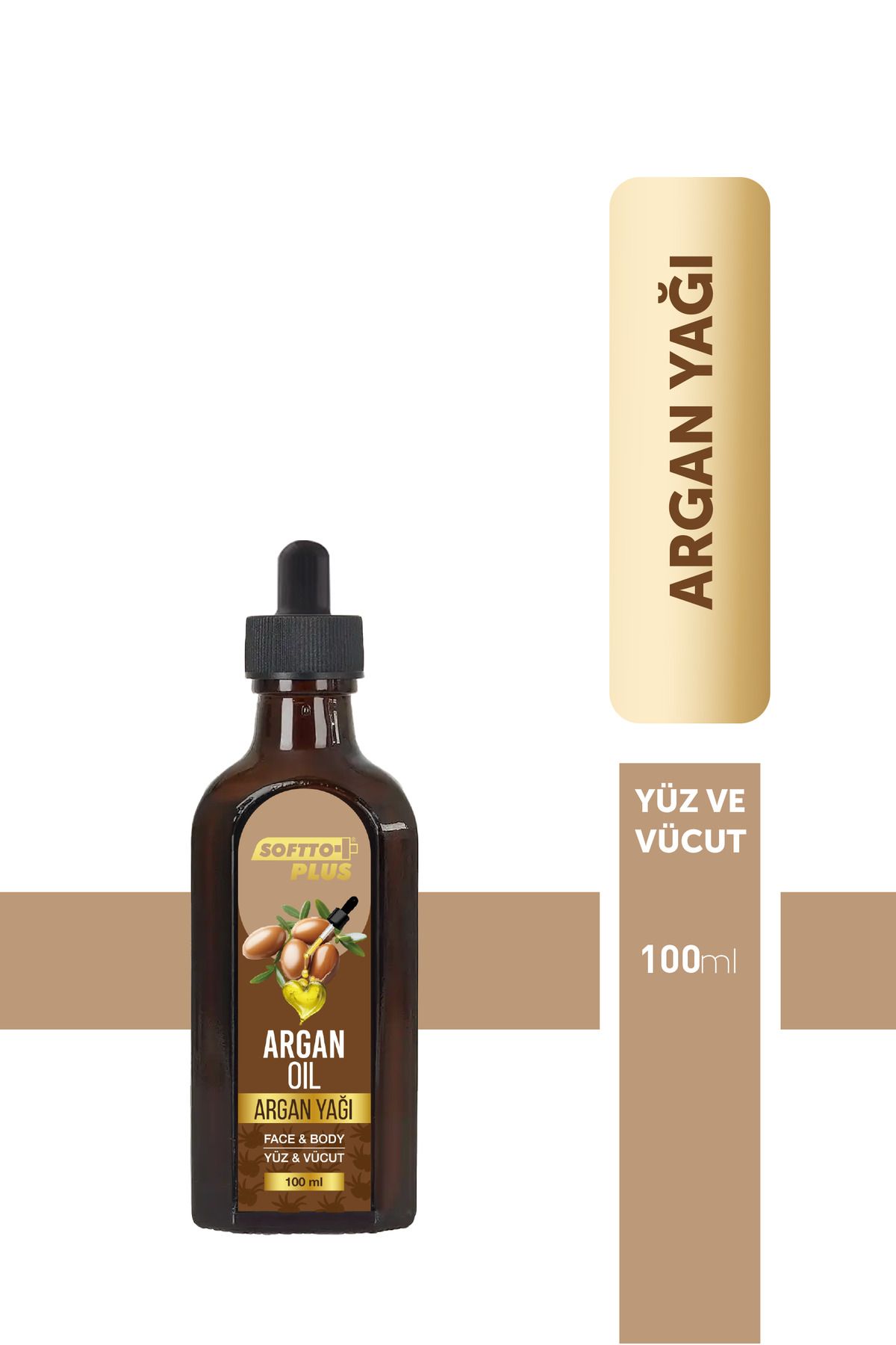 Softto Plus Argan Cilt Nemlendirme Etkili Yüz ve Vücut Yağı 100 ml