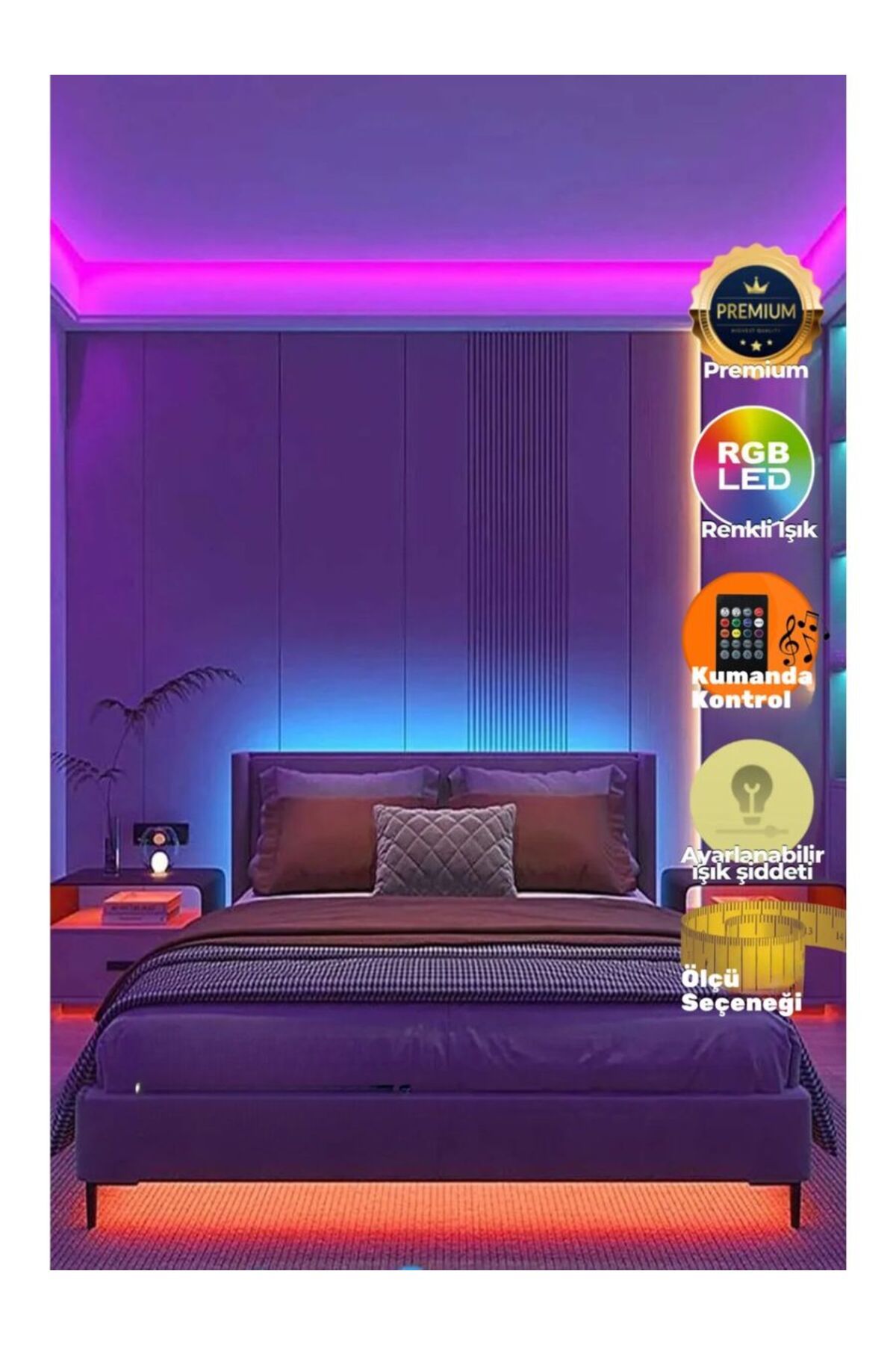 LEDON Sese Ve Müziğe Duyarlı 10 Metre RGB LED Şerit Set 12V 3 Çip Mükemmel Işık 5A Adaptör Tak Çalıştır