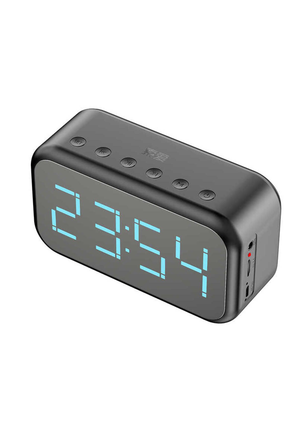 Canpay Kablosuz Hoparlör Dijital Saat ve Alarm Özellikli, 6W Ses Çıkışı, FM Radyo, USB/TF/AUX Girişli Siyah