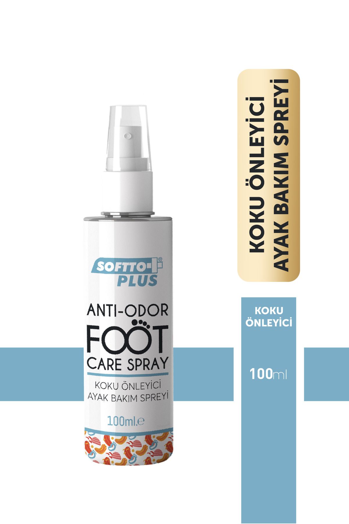 Softto Plus Ayak Koku Önleyici Ferahlatıcı Nemlendirici ve Yumuşatıcı Sprey 100 ml