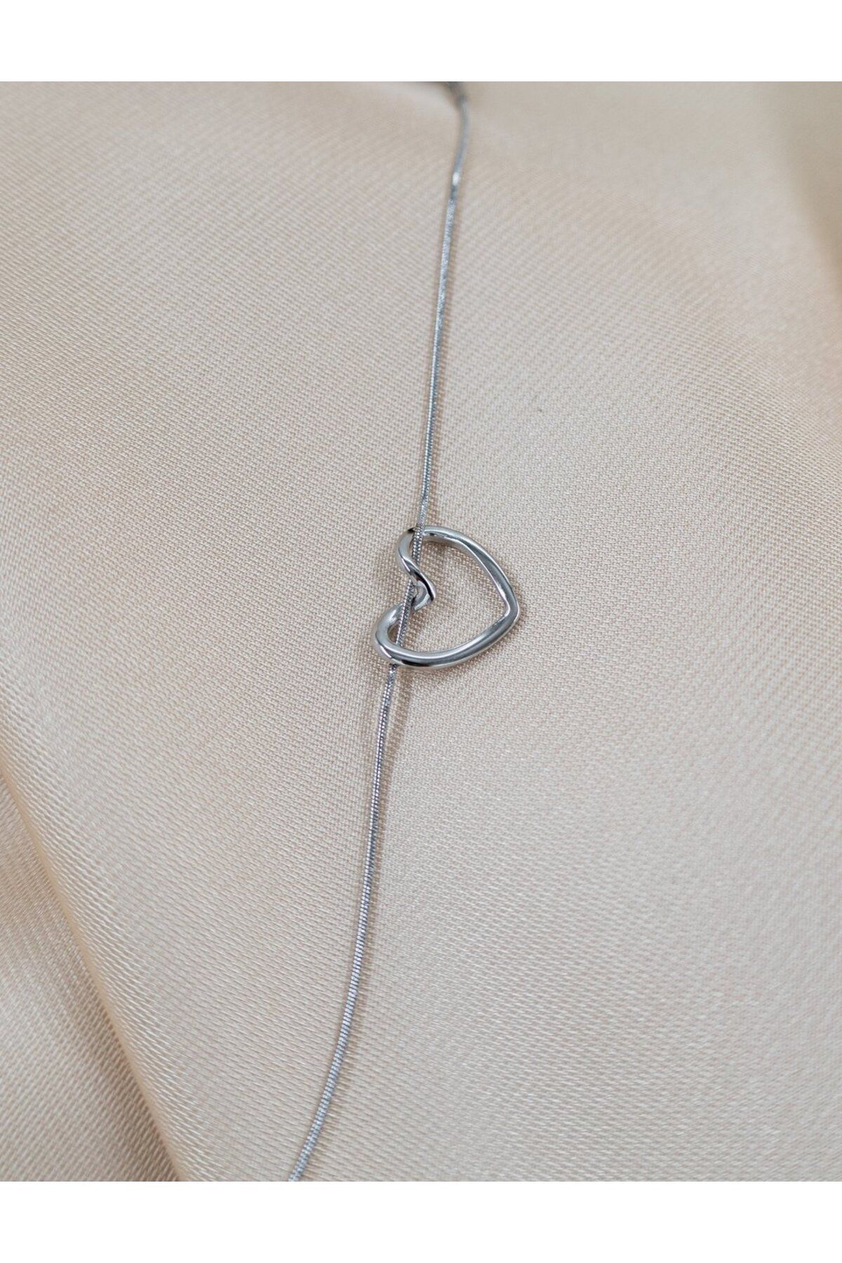 cindyaccessory Paslanmaz Çelik Gümüş Rengi Kalpli Bileklik