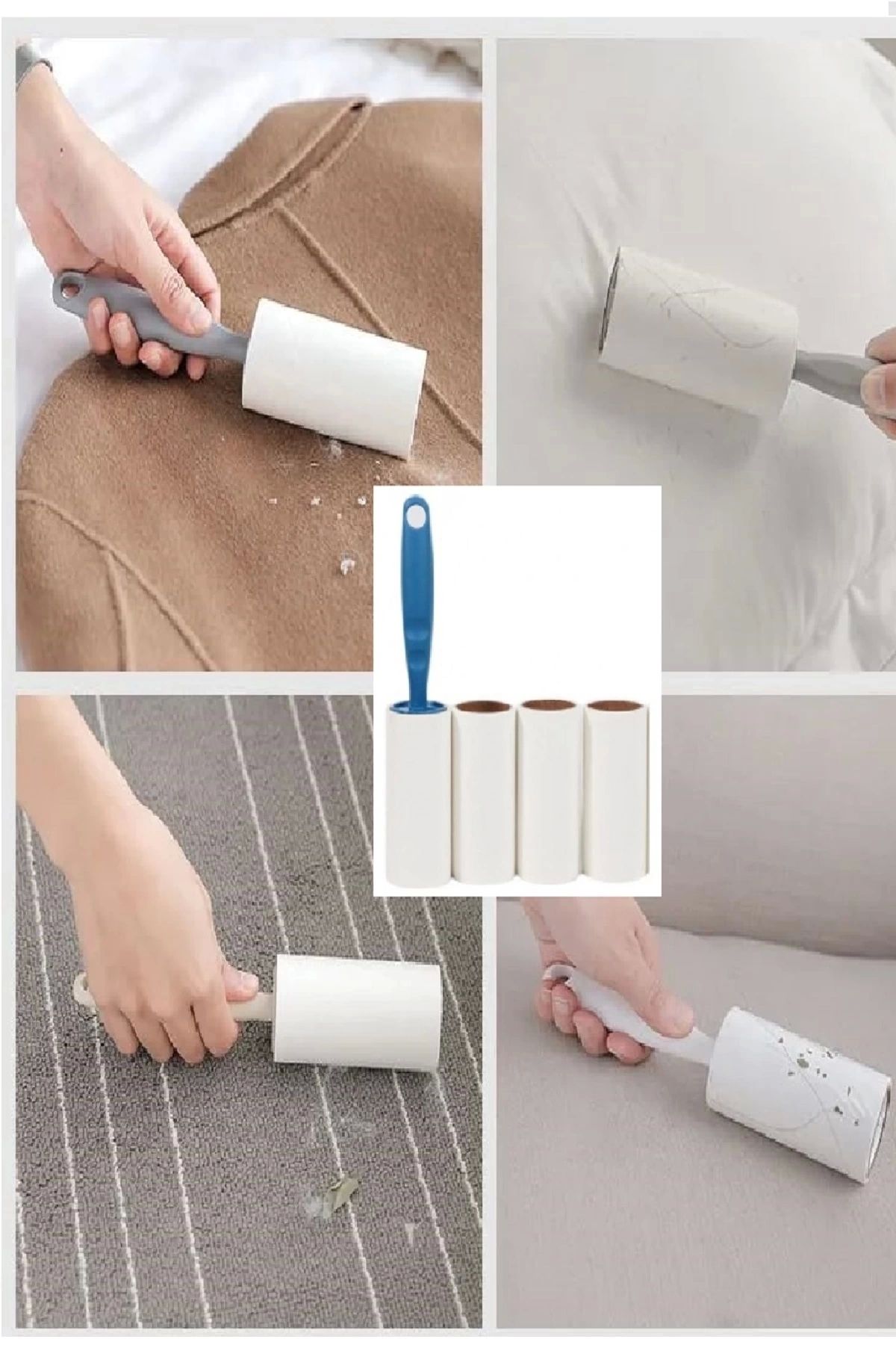 shop 4 Yedekli Tüy Toplama Rulosu 240 Yaprak Evcil Hayvan Elbise Yatak Tüy Saç Toplayıcı