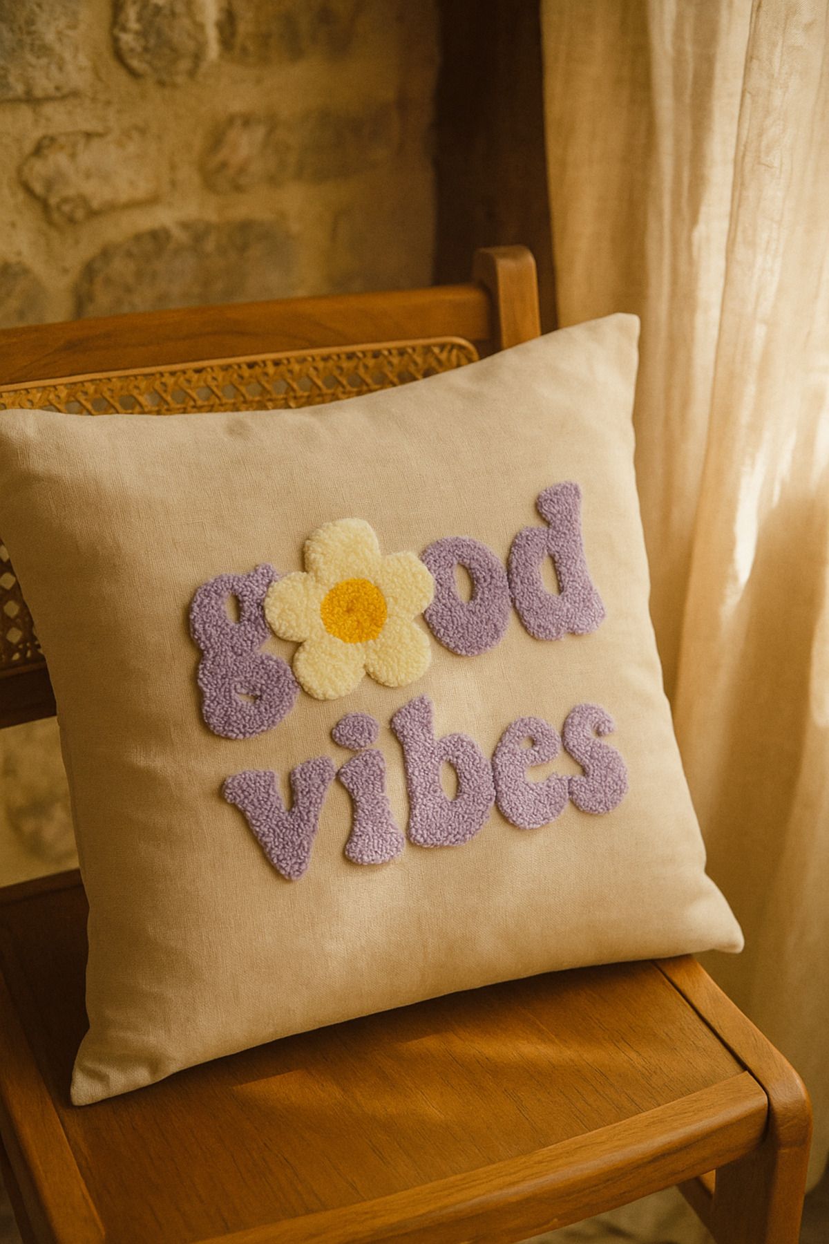 Rell Home-غطاء وسادة مطبوع عليه نمط Purple Good Vibes 2