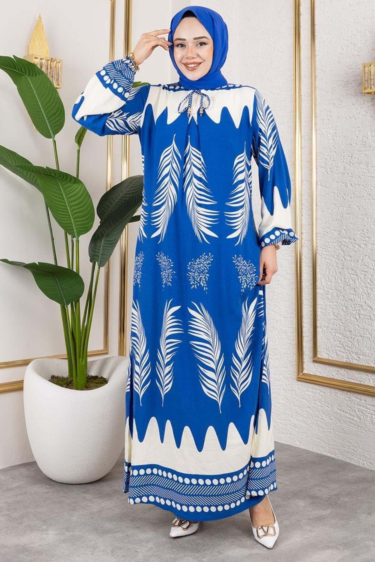 ORCHID Yakası Bağlamalı Viskon Elbise