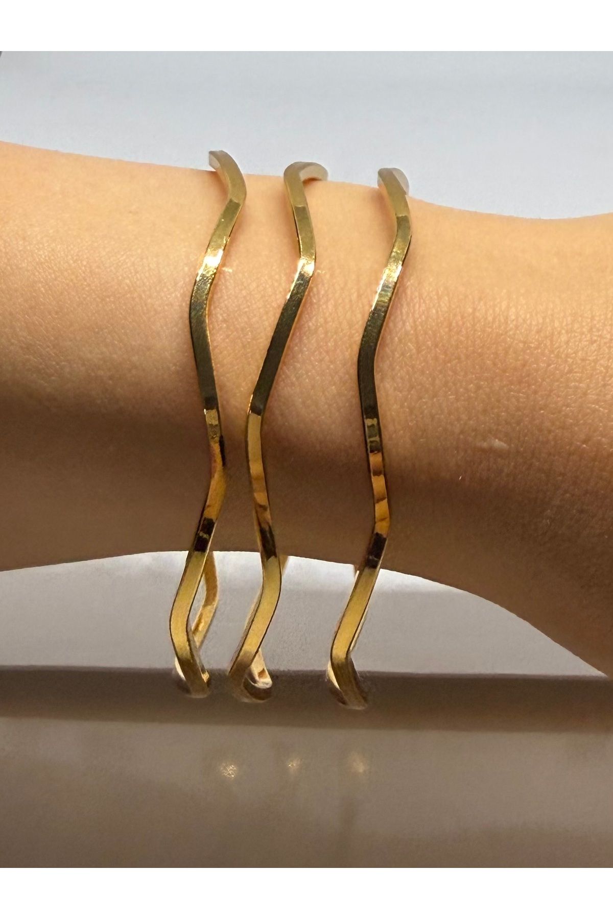 Gulsah's Store Çelik gold 3'lü zikzak ajda bilezik