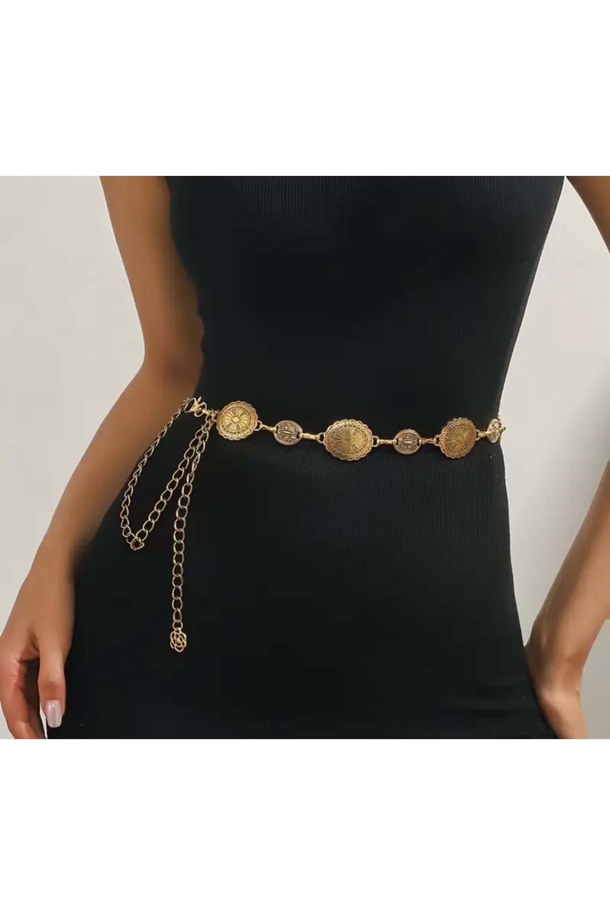 Lala Vintage şık bel zincir kolyesi