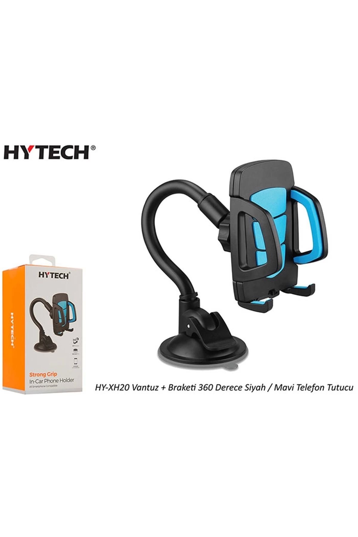 Hytech HY-XH20 Vantuz + Braketi 360 Derece Siyah-Mavi Telefon Tutucu