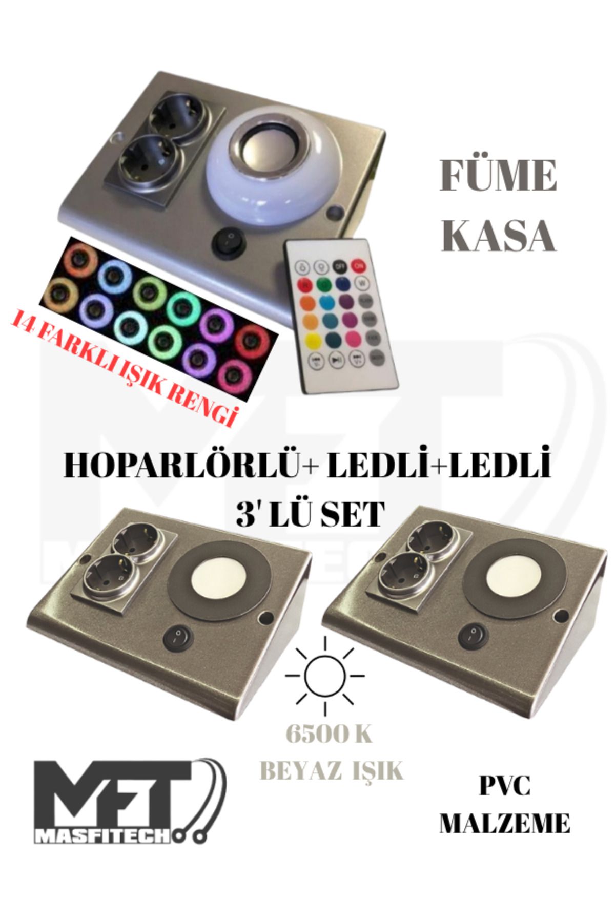Masfitech Dolap Ve Tezgah Altı Bluetooth Müzik Çalar Ve Ledli Prizmatik Venüs (3'LÜ SET) 6500K BEYAZ IŞIK