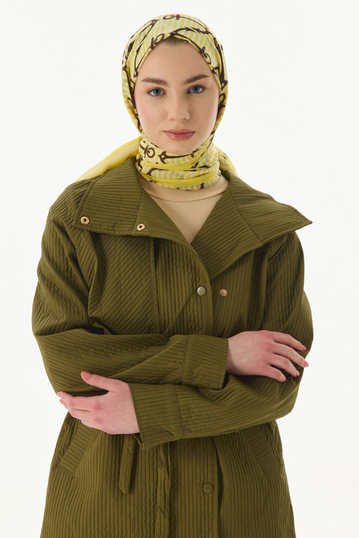 FENZA SCARF Çapa Desen Pamuklu Şal - Sarı