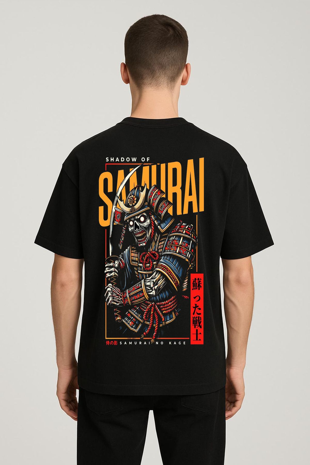 MODA Unisex Oversize Kalıp Samurai Baskılı T-Shirt