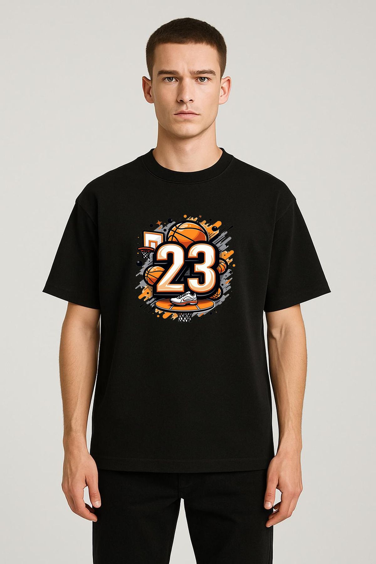 MODA Unisex Oversize Kalıp 23 Baskılı T-Shirt