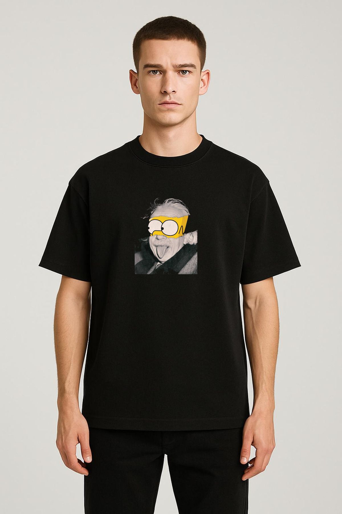 MODA Unisex Oversize Kalıp Einstein Baskılı T-Shirt