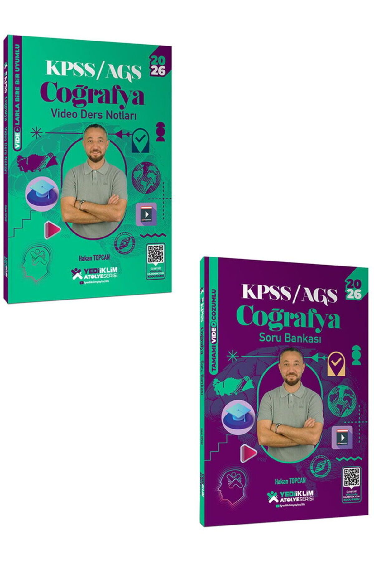 Yediiklim Yayınları 2026 KPSS Atölye Serisi Genel Kültür Coğrafya Video Ders Notu ve Soru Seti 2 Kitap Yusuf Bayraktar