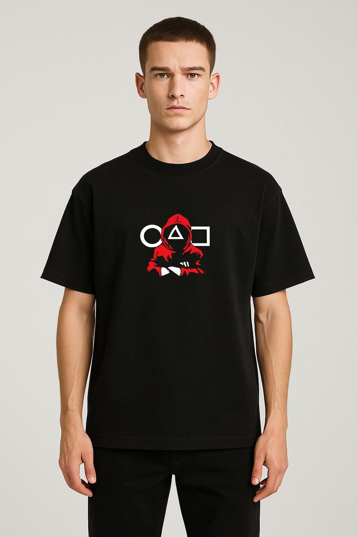 MODA Unisex Oversize Kalıp Squid Game Baskılı T-Shirt