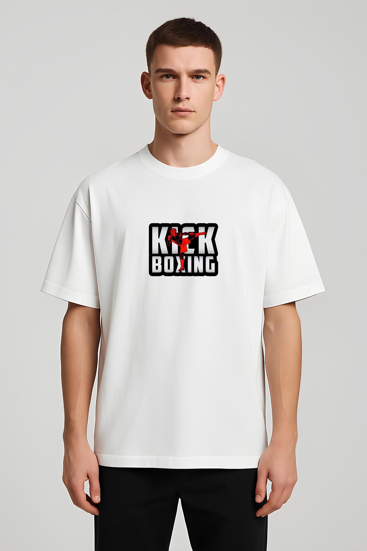 MODA Unisex Oversize Kalıp Kick Boxing Baskılı T-Shirt