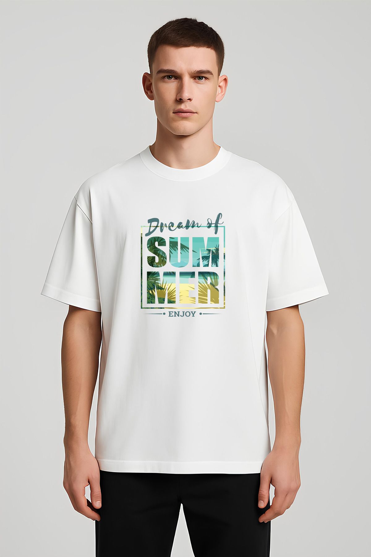 MODA Unisex Oversize Kalıp Dream of Summer Baskılı T-Shirt