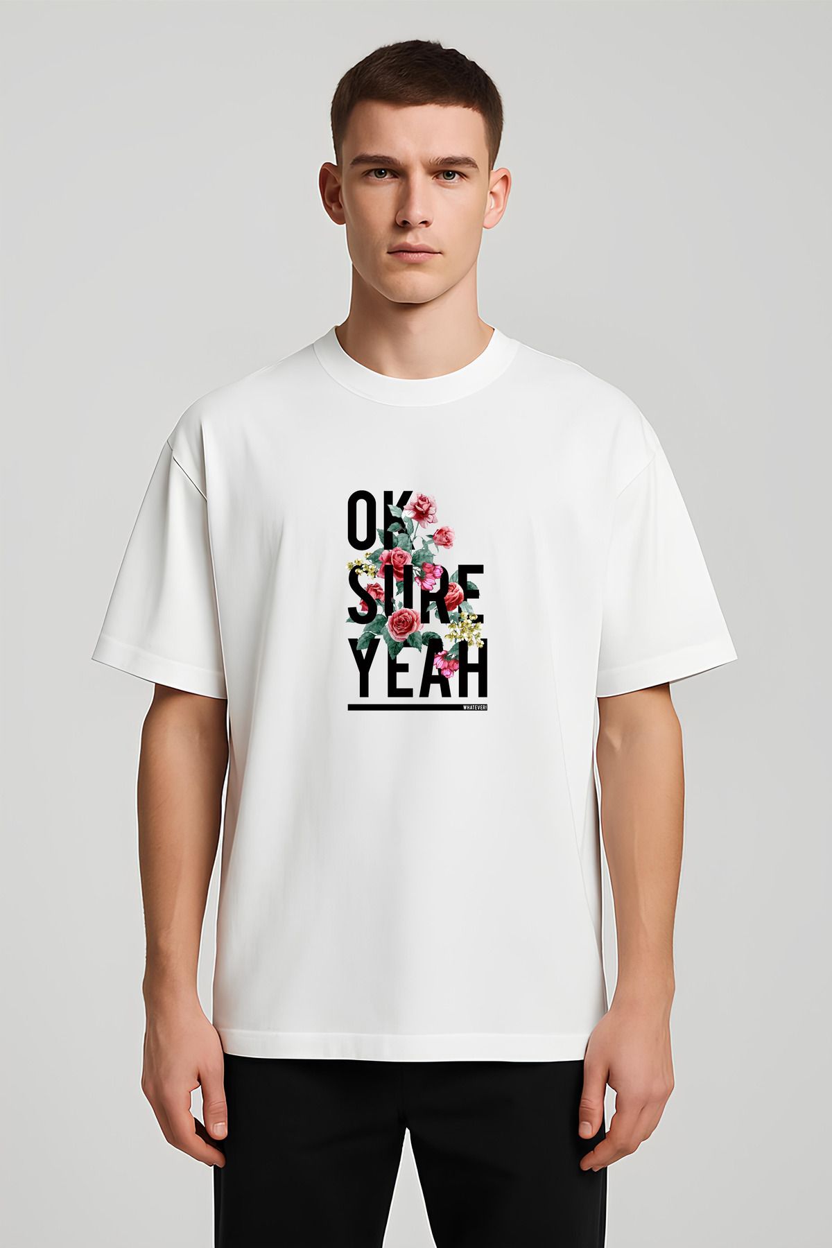 MODA Unisex Oversize Kalıp OK Sure Baskılı T-Shirt