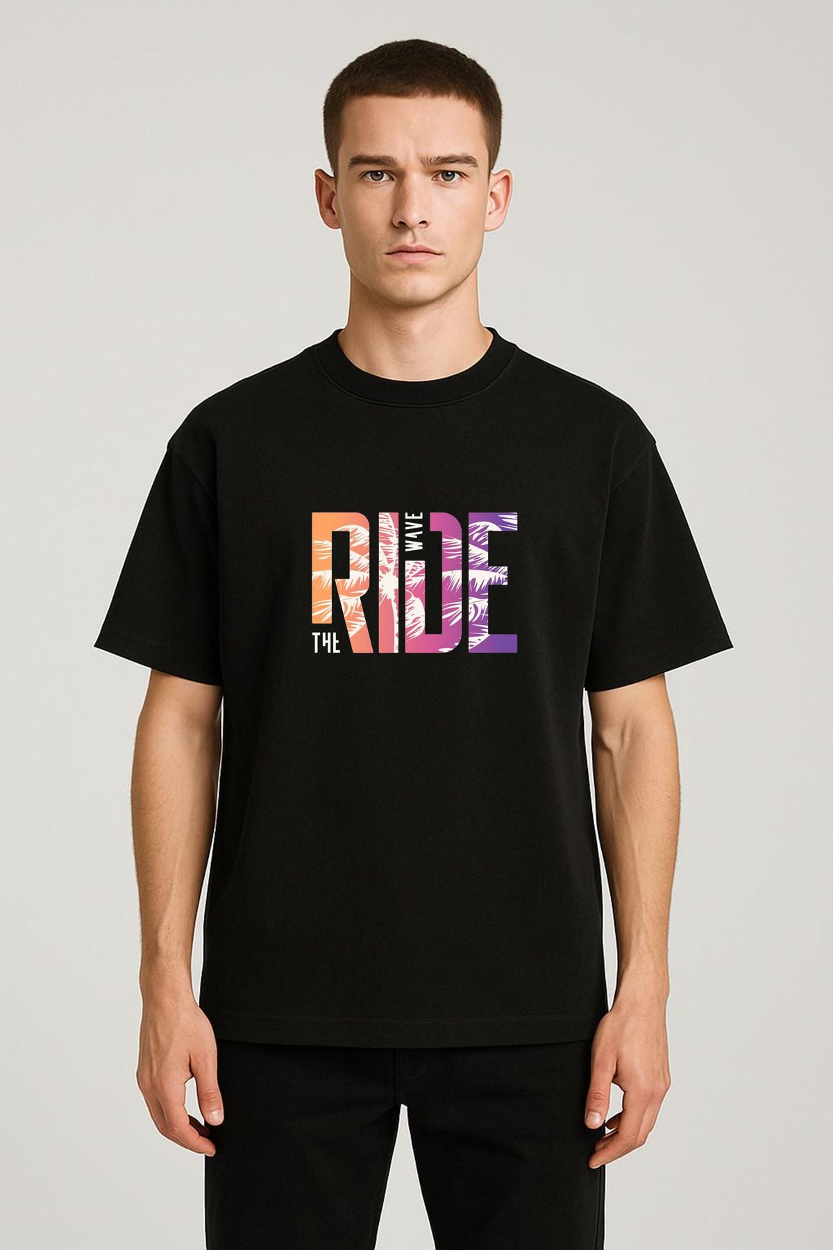 MODA Unisex Oversize Kalıp Ride Baskılı T-shirt
