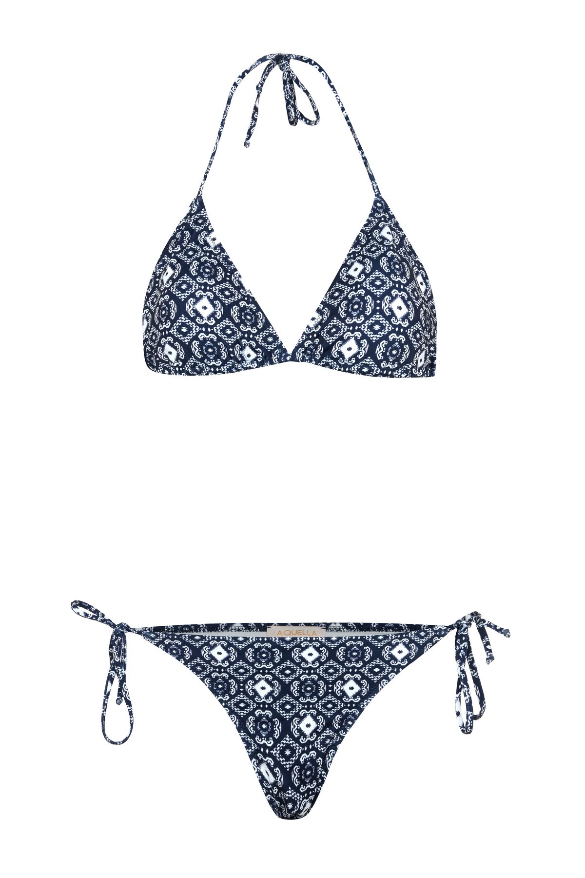 AQUELLA Desenli Arkası Büzgülü Üçgen Bikini
