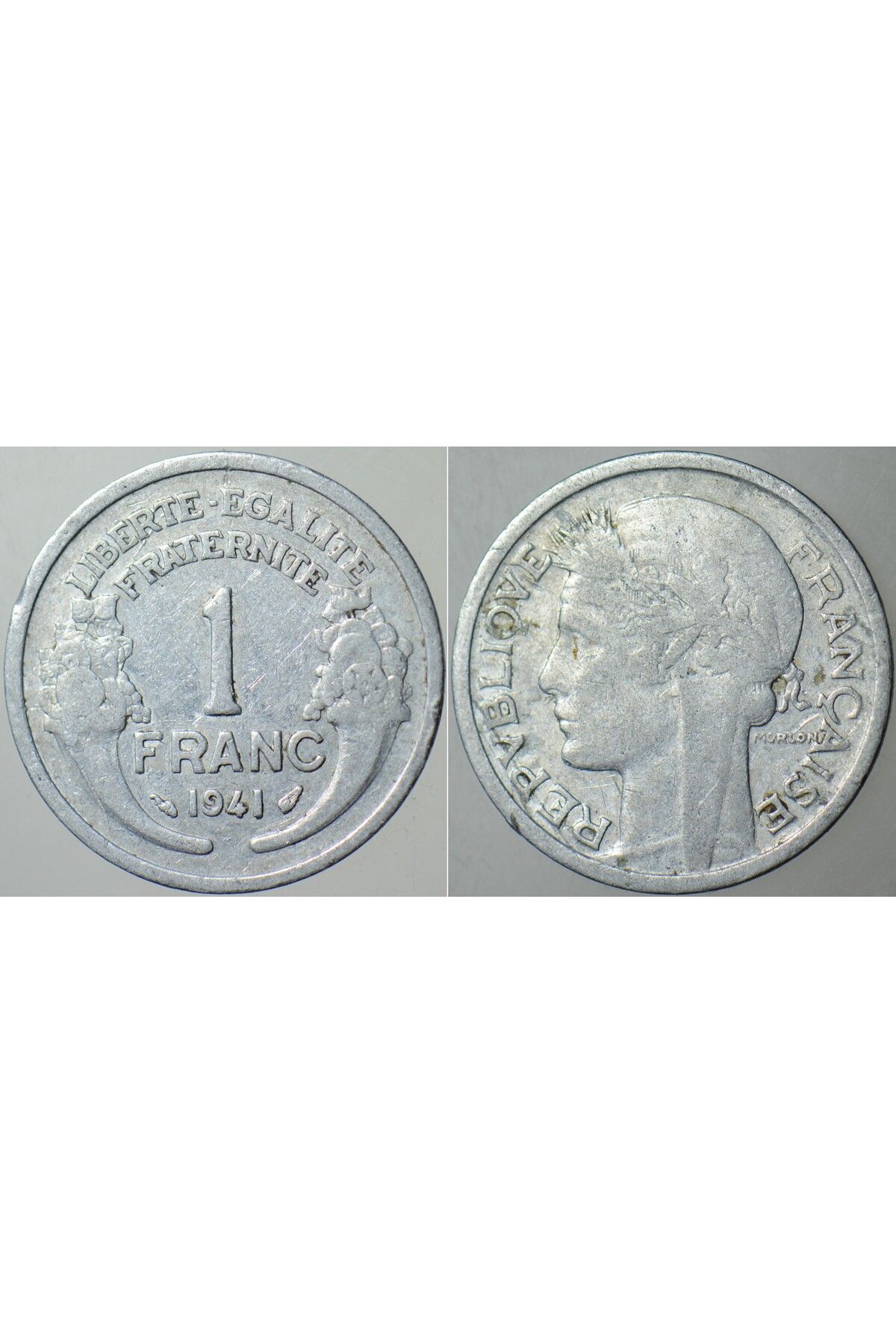 Banknoting FRANSA 1 FRANK 1941 II. DÜNYA SAVAŞI DÖNEMİ. ALÜMİNYUM.