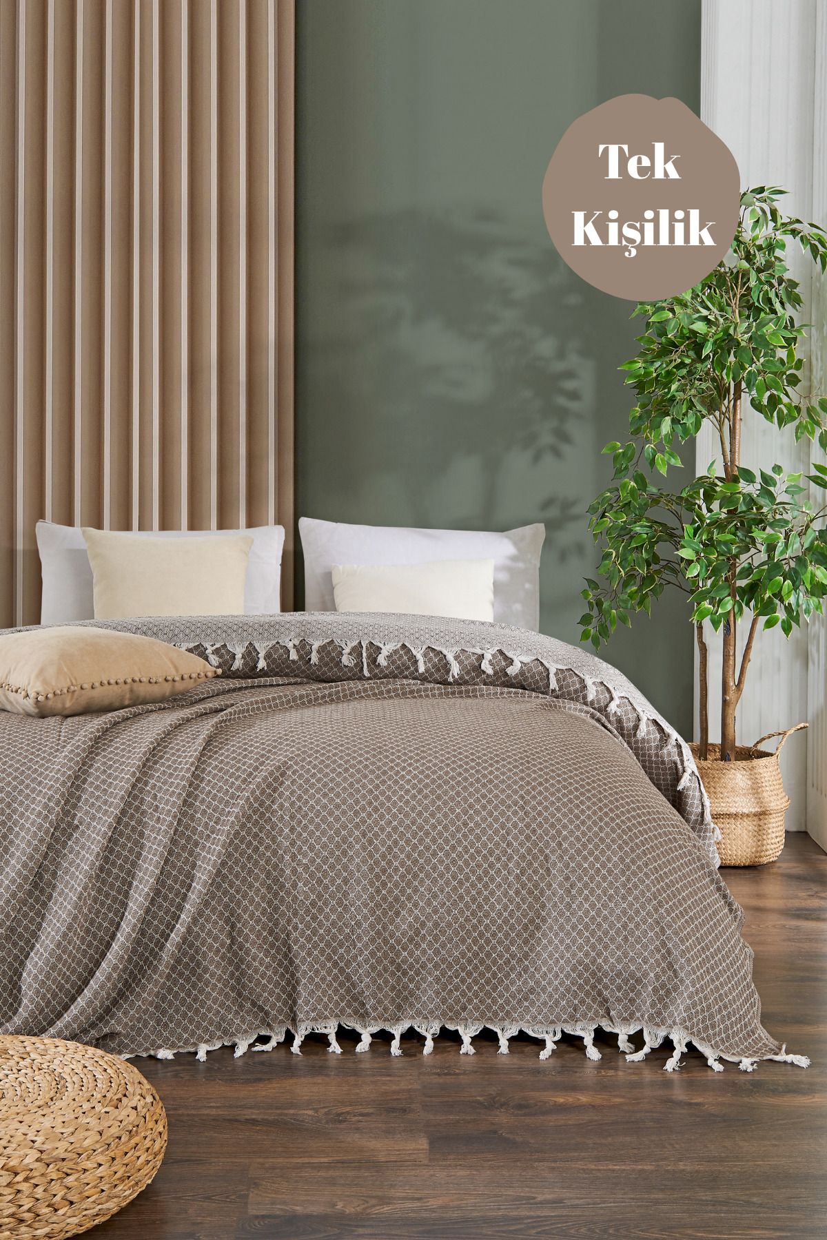 Casnack Umay Model Kahve Tek Kişilik Pike 170x210cm