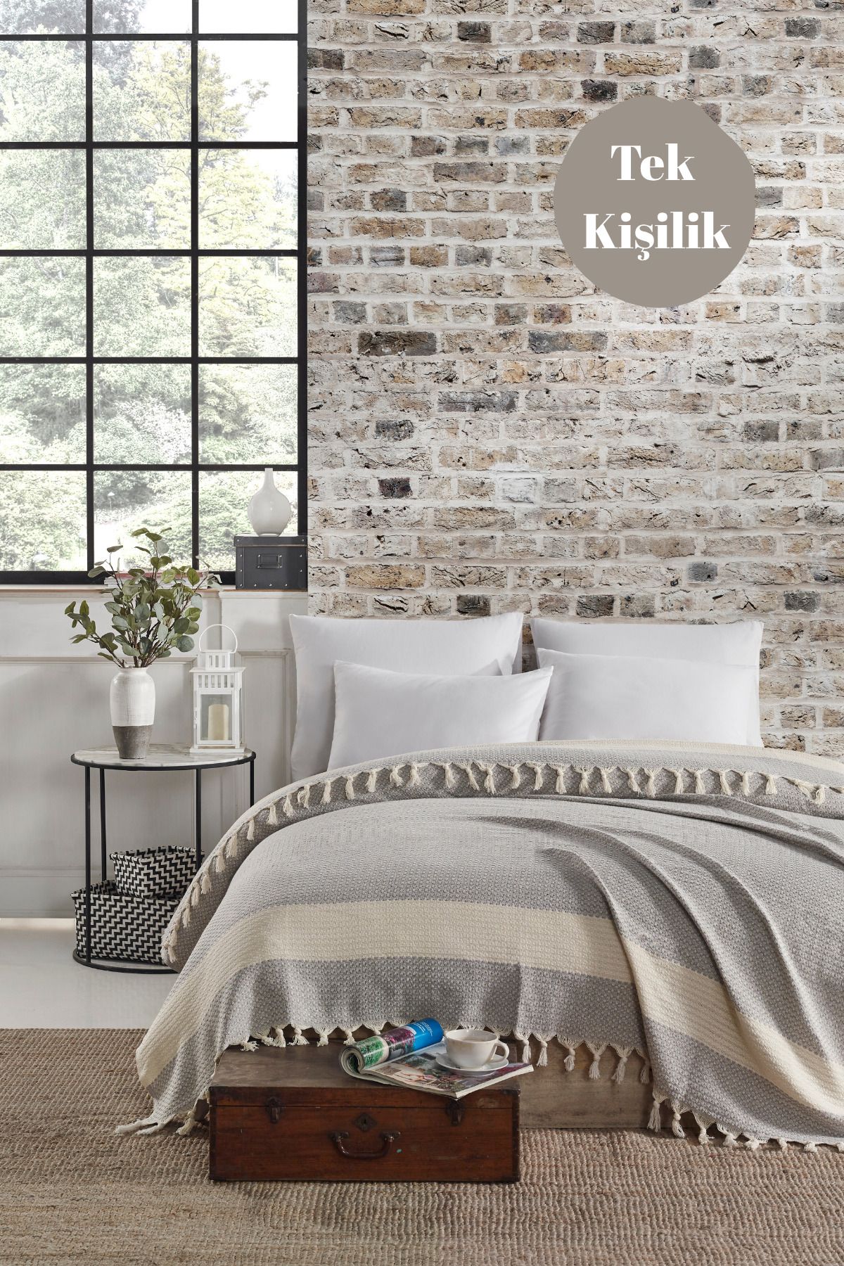 Casnack Aymila Model Gri Tek Kişilik Pike 170x210cm