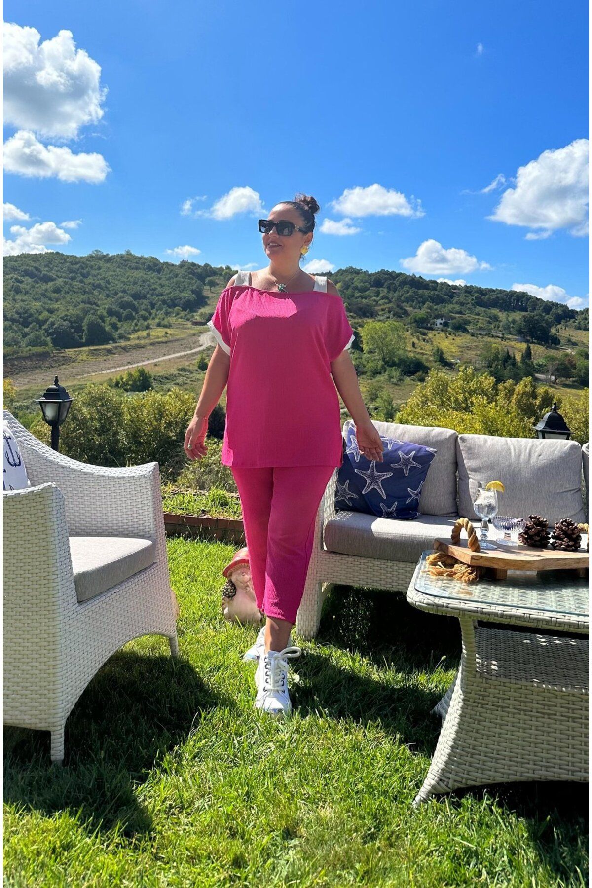 Vio Moda Büyük Beden İki Omuz Askılı Takım