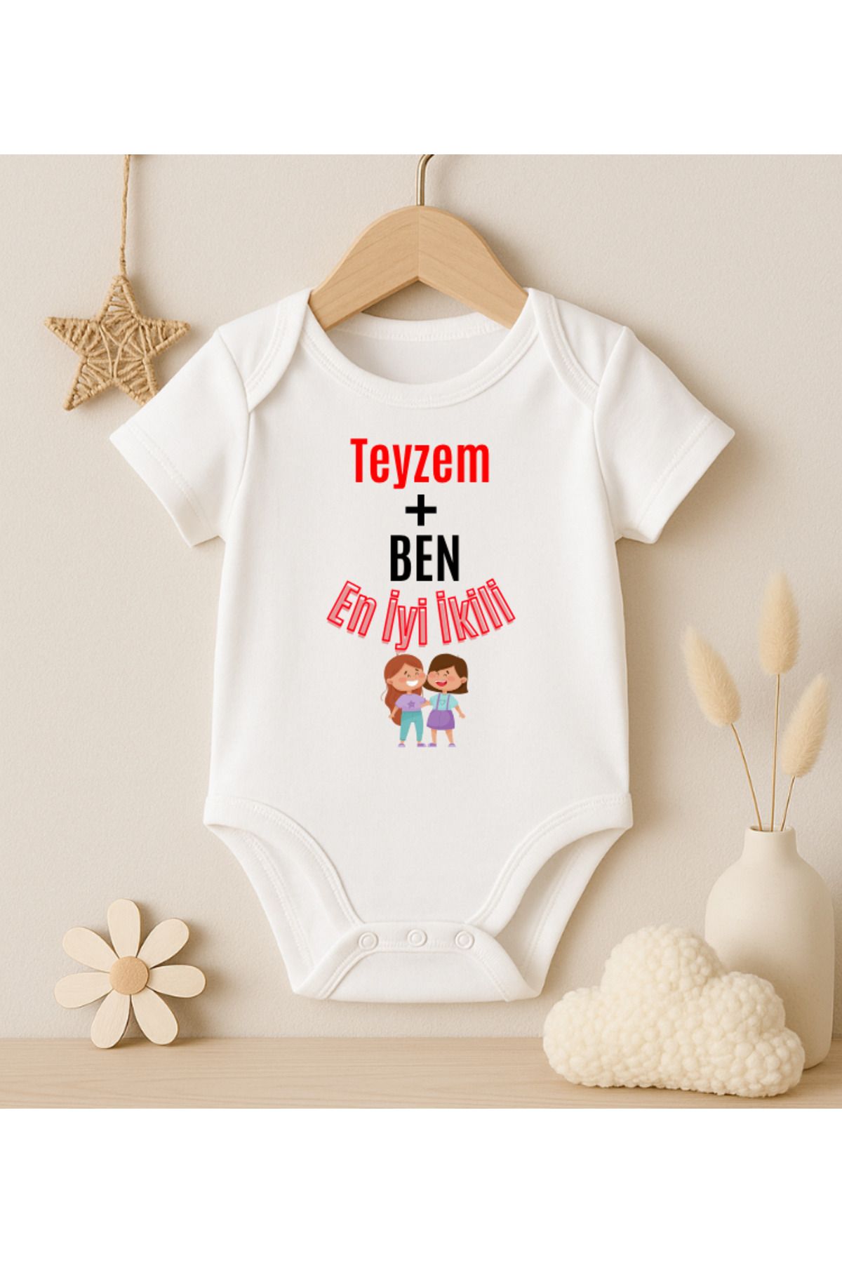 MODAT Teyzem artı ben En iyi İkili Yazılı Baskılı Bebek badi zıbın