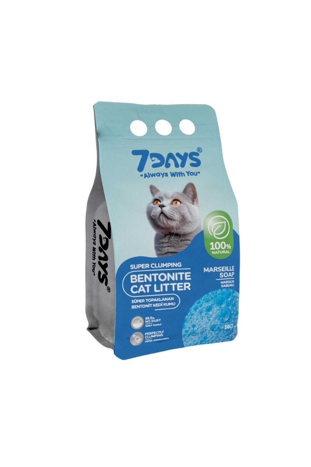 7DAYS Topaklanan Bentonit Sabun Kokulu İnce Taneli Kedi Kumu 10Lt