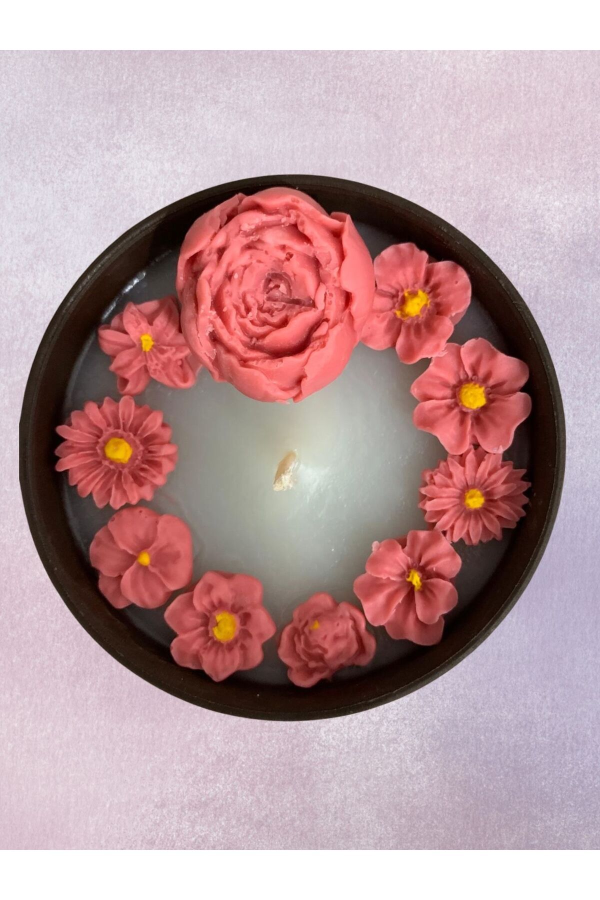 T M DESIGN HOUSE Bambu Pembe Çiçekli Kokulu Mum Obje