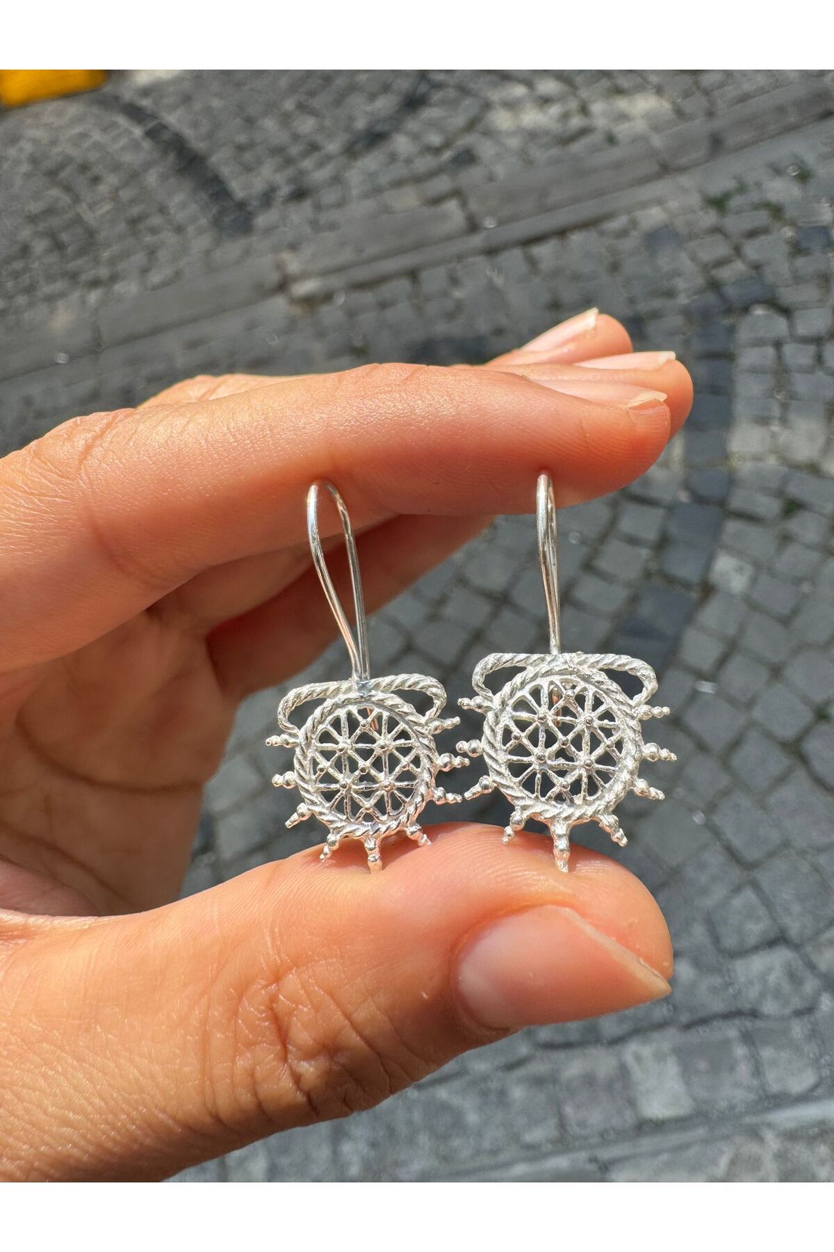 hayaltasari DÜMEN KOLU TASARIMLI GÜMÜŞ KÜPE