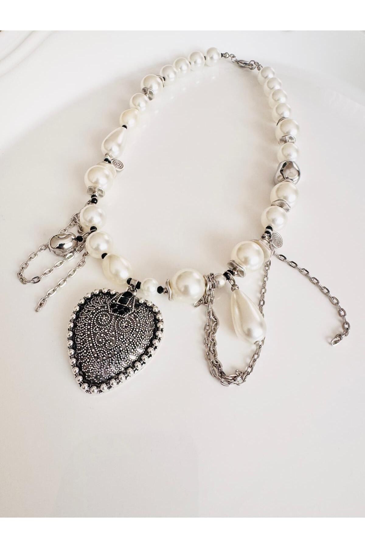 DEVİ fashion Tasarım Çoklu İnci Kolye 46 cm