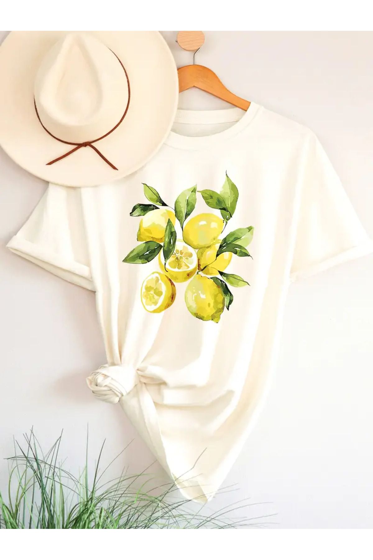 CLASİVA KOPYA - Bisiklet Çiçek Sepeti,Baskılı Oversize Bisiklet Yaka t-shirt
