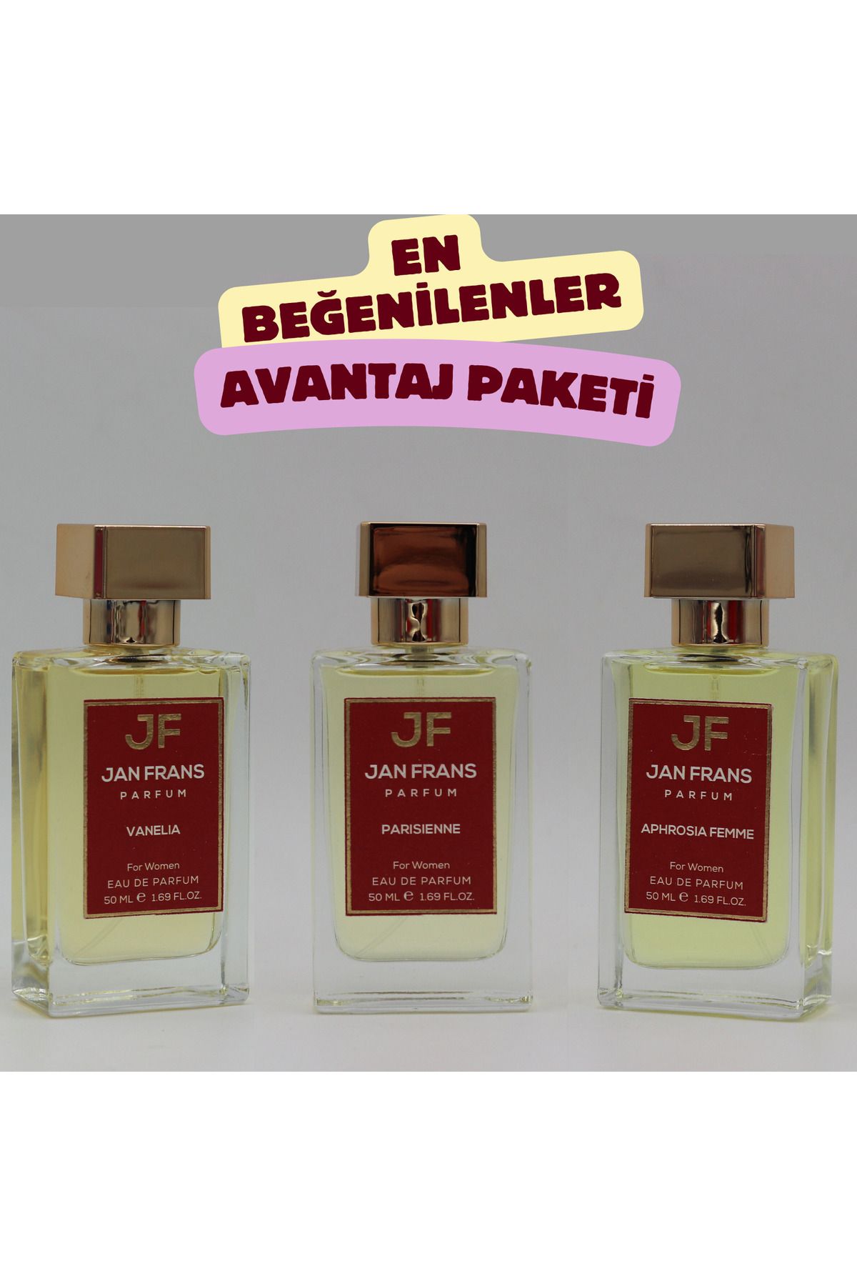 JF JAN FRANS VANİLYA PARFÜM - EN BEĞENİLENLER AVANTAJLI FİYATLI PARFÜM SETİ 3 ADET 50ML EDP KADIN PARFÜM