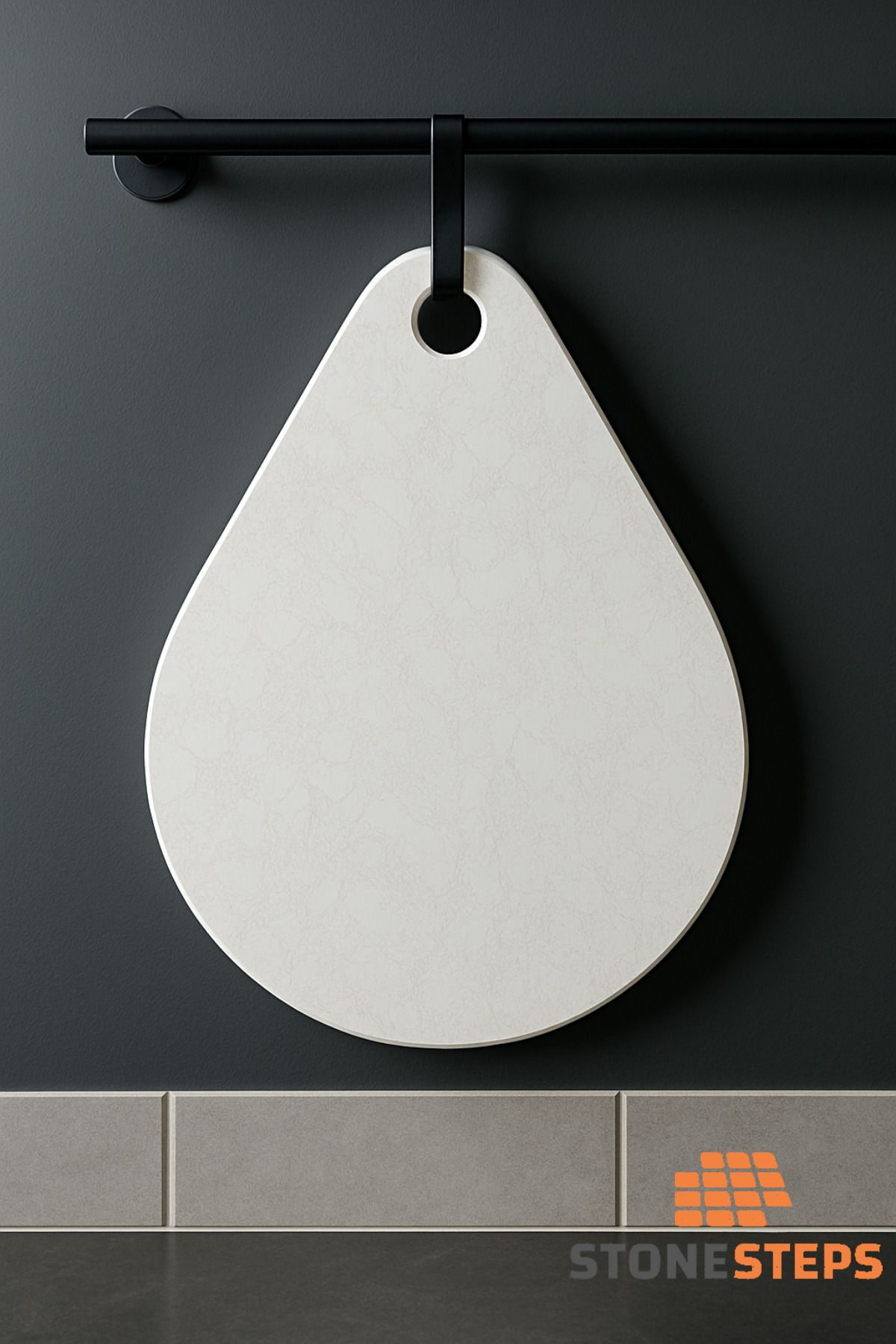 stonesteps Doğal Mermer Kesme Tahtası Sunum Tablası Quartz Taşı 39*27 Damla Model