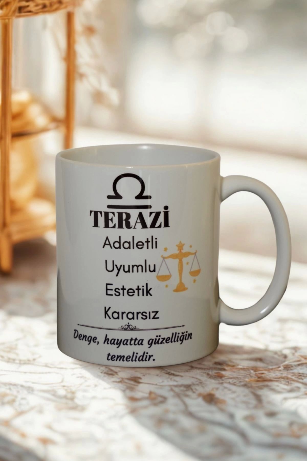 Ahinur Mutfak Terazi Burcu Temalı Burç Bardağı Kupa