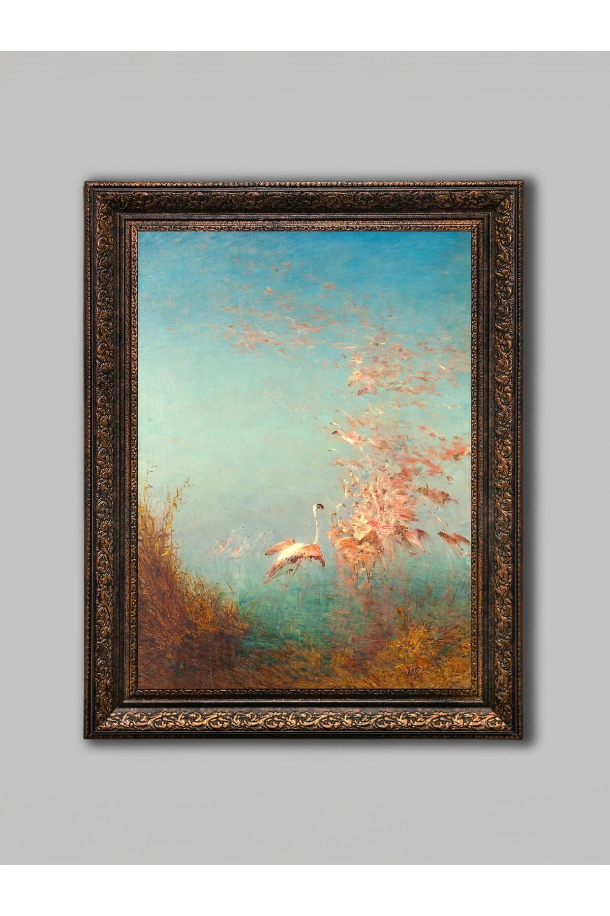 WoodyArts Uçan Flamingolar - Bronz Eskitme Çerçeve