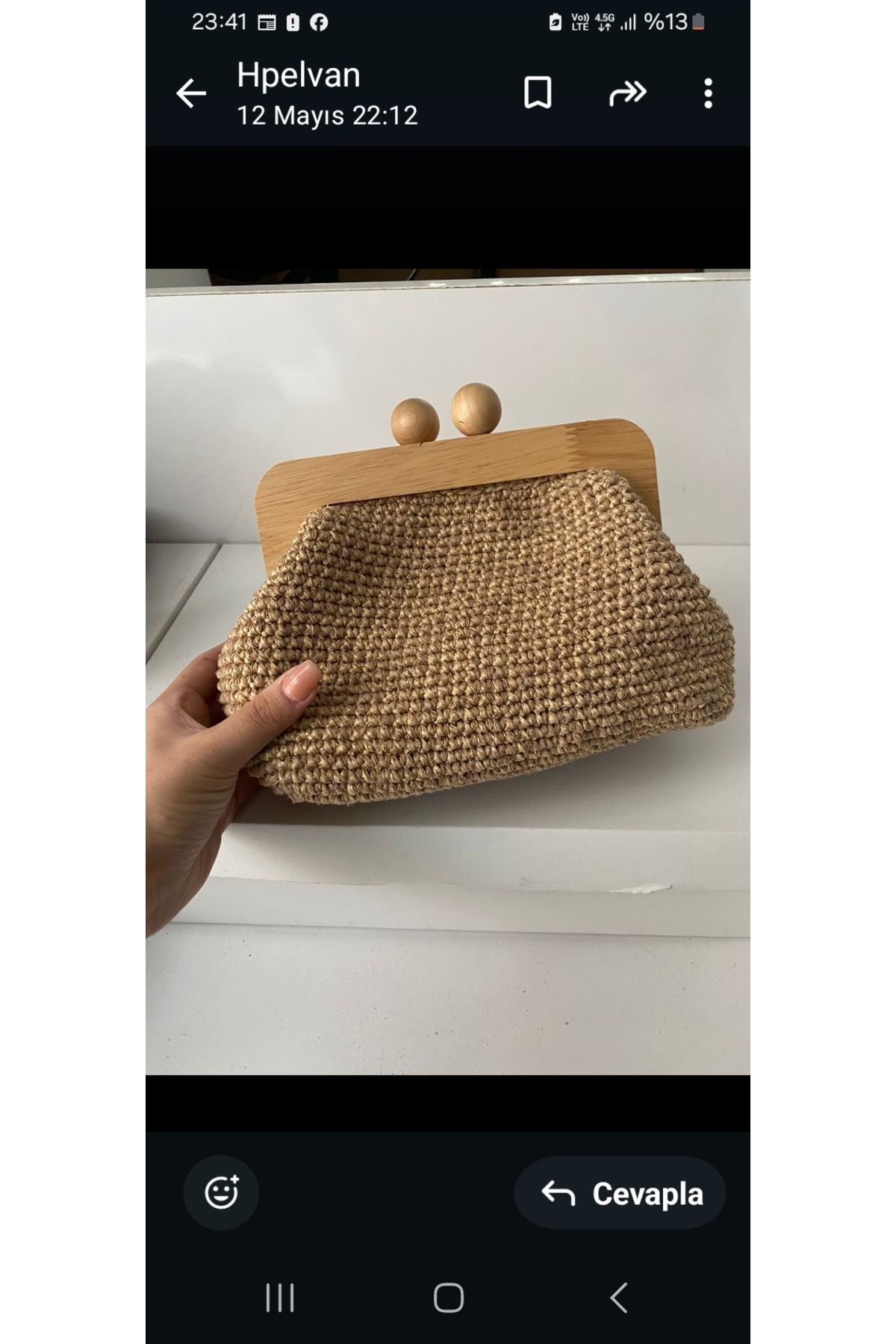 Creatif La Femme Ahşap burslu bodrum rafyası çanta