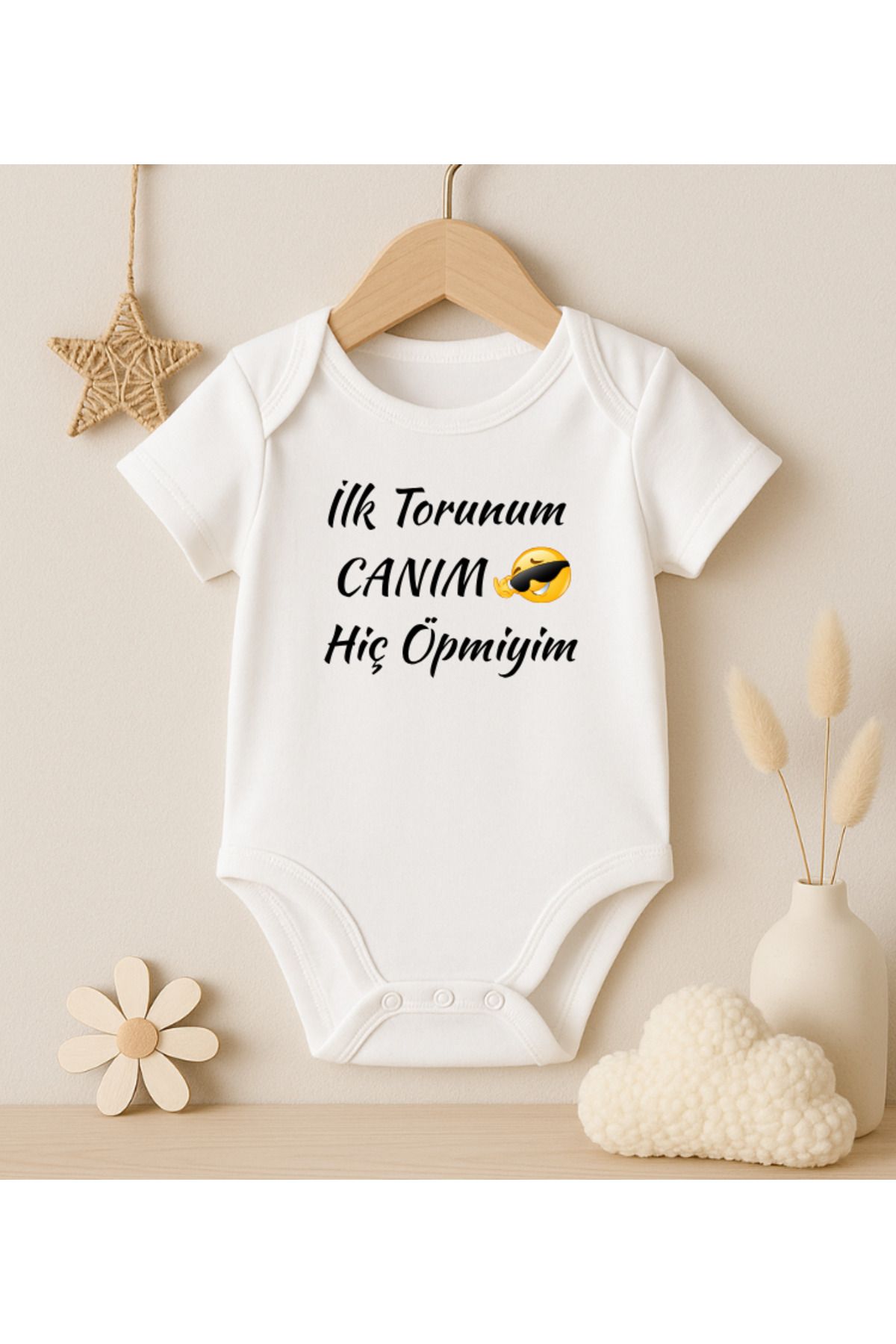 MODAT İlk Torunum Canım Hiç Öpmiyim Yazılı Bebek badi zıbın
