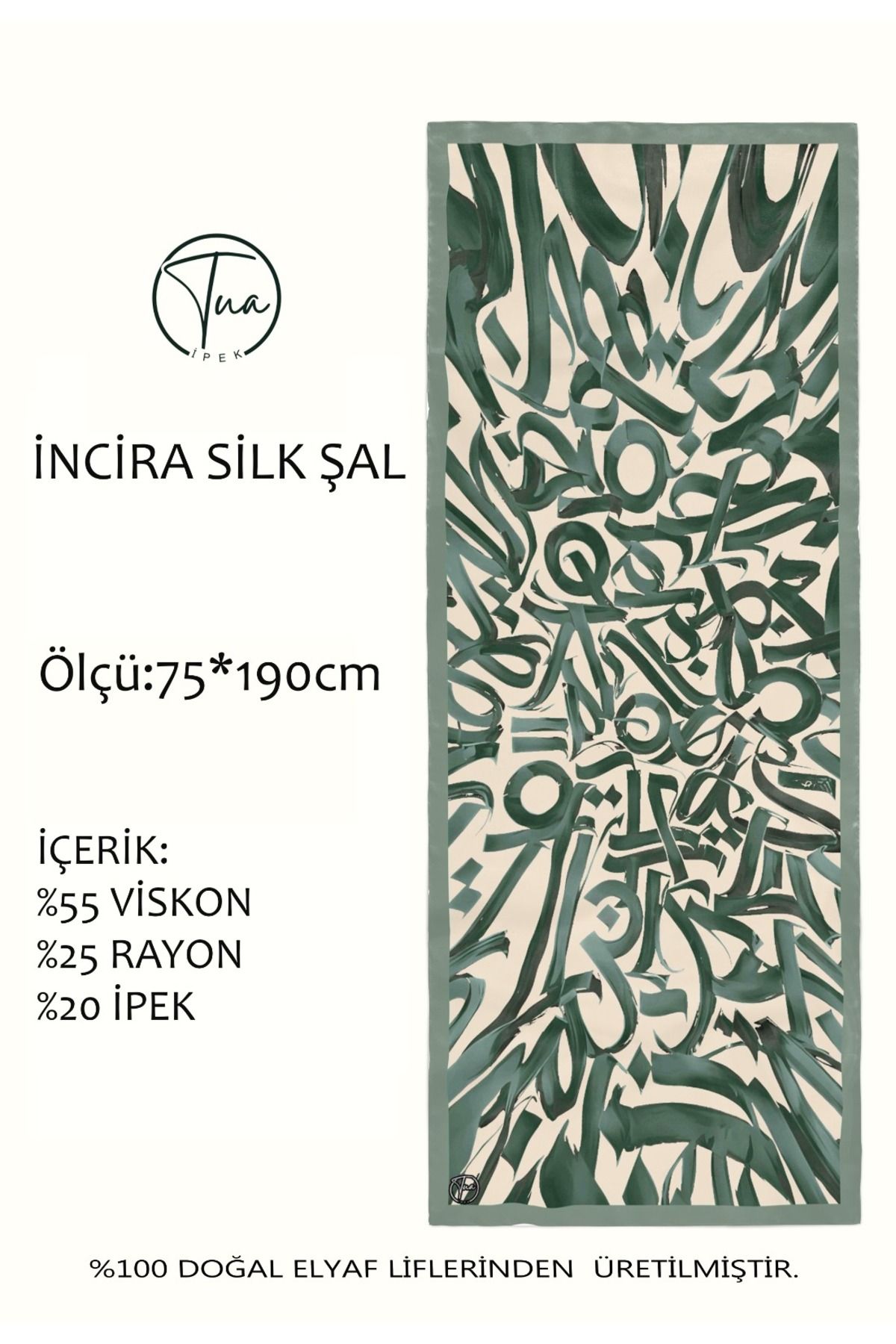 TUA İPEK Organic İNCİRA DUT İPEĞİ/VİSCOSE ŞAL - Hat Desenli
