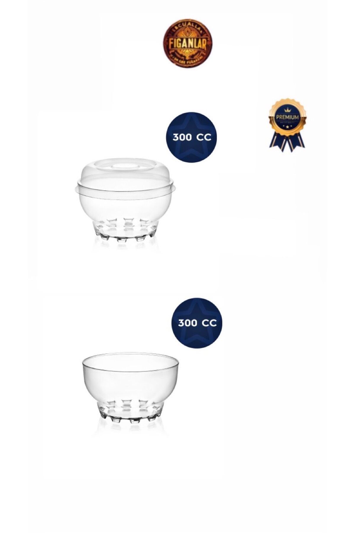 figanlar ambalaj 30 Adet Kristal Plastik Tatlı Kasesi 300cc (Cam Kase Modeli)