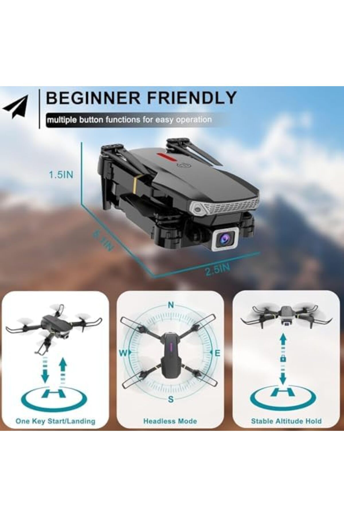 Generic-E99 PRO Drone with 4K HD Dual Camera, Obstacle Avoidance, Foldable, Height Keep, Mini 9