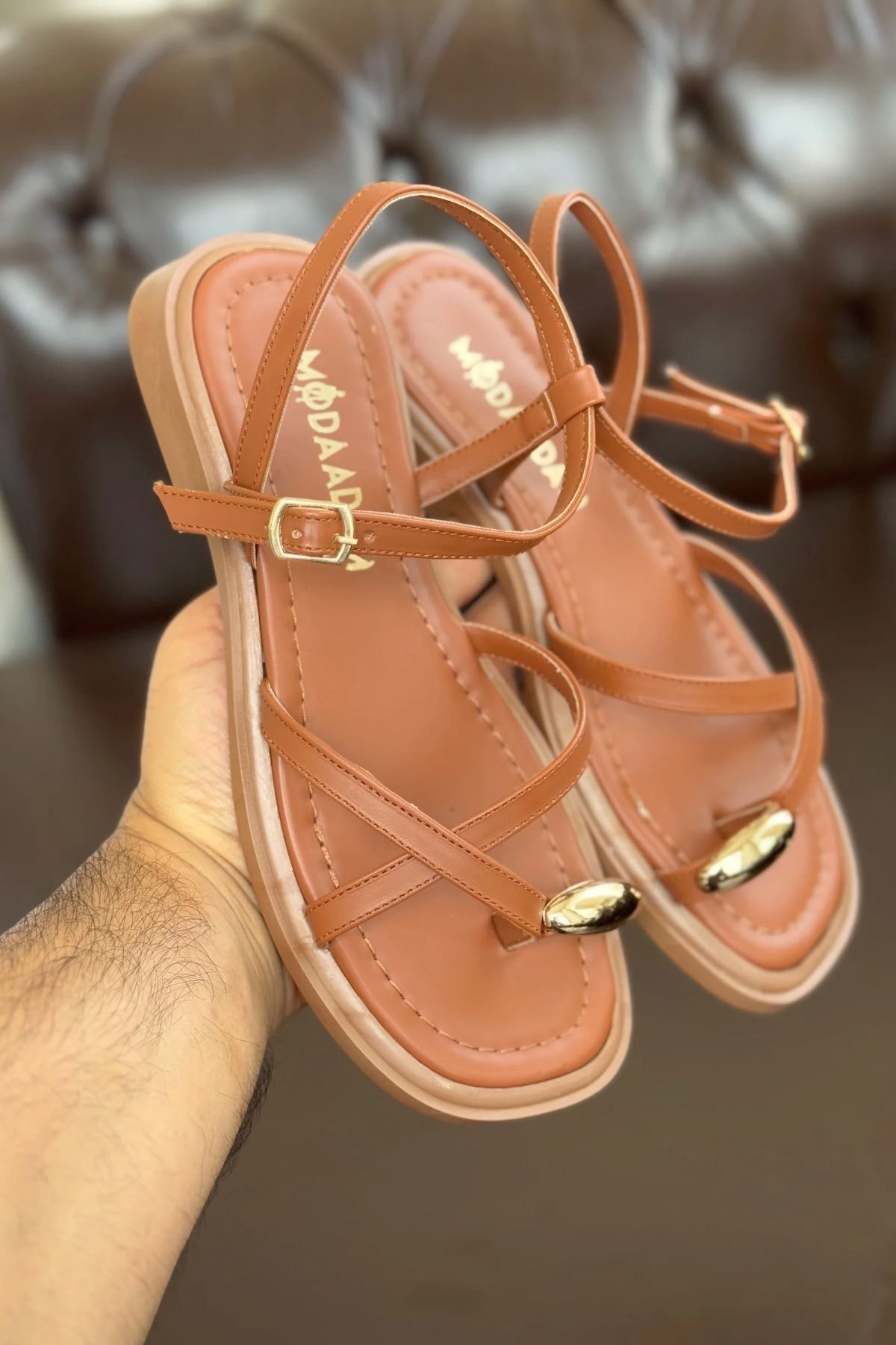 GOFFSHOES Kadın Robena Parmak Arası Sandalet - Taba-Deri