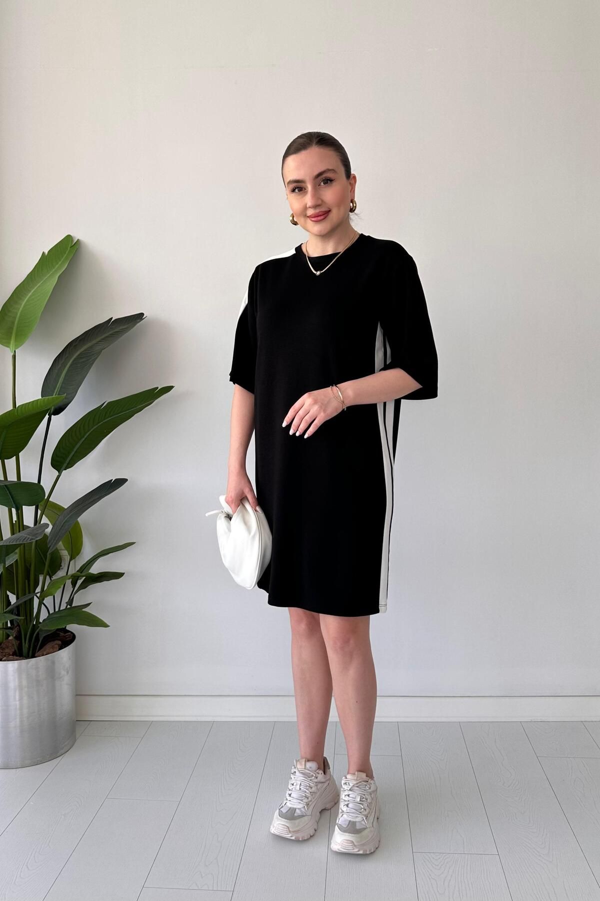 MaziButik Midi Boy Modal Elbise Siyah