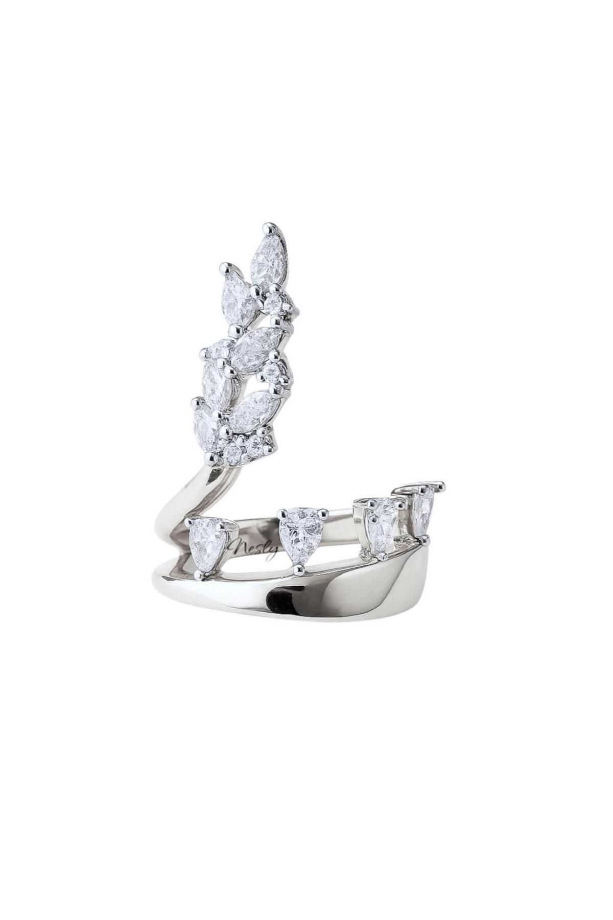 neslyaccessories Nesly 14K Gold Ice Leaf Yüzük